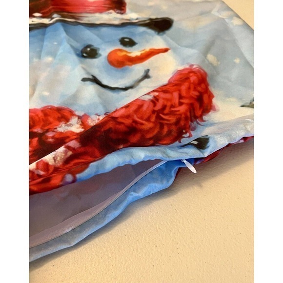 Snowman Smiley Face‎ Christmas Throw Pillow Cover 17 X 17 NEW - Picture 5 of 5